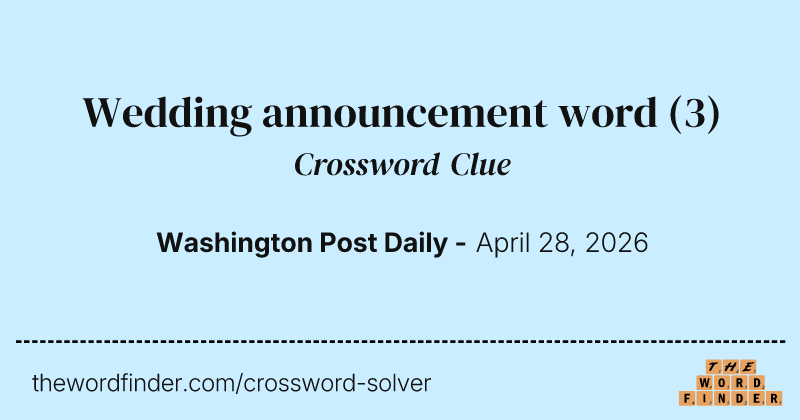 Wedding announcement word crossword clue image