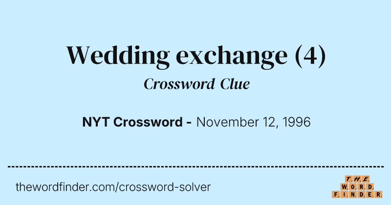 Wedding exchange crossword clue image