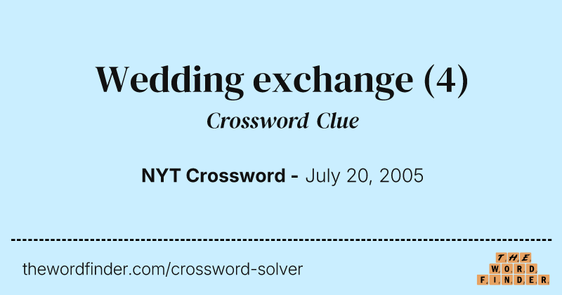 Wedding exchange crossword clue image