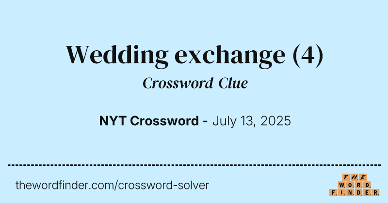 Wedding exchange crossword clue image