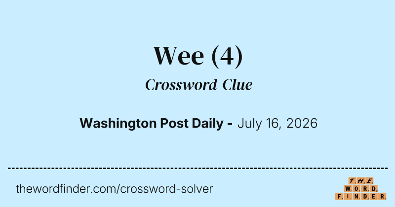 Wee crossword clue image