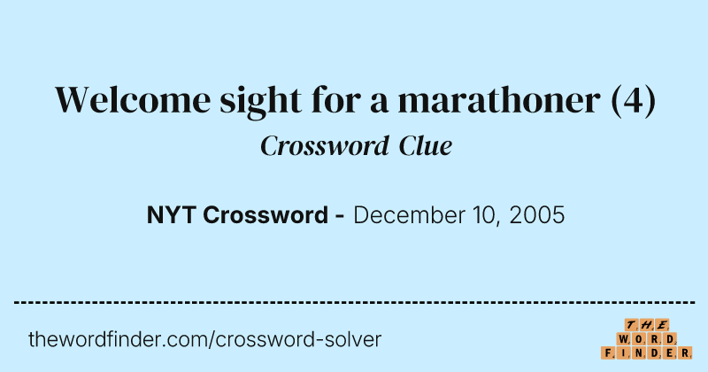 Welcome sight for a marathoner crossword clue image