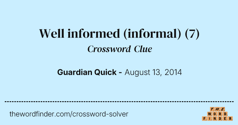 Well informed (informal) crossword clue image