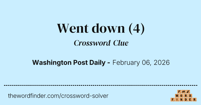 Went down crossword clue image