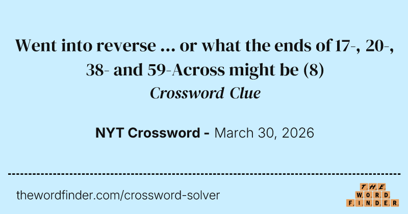 Went into reverse ... or what the ends of 17-, 20-, 38- and 59-Across might be crossword clue image