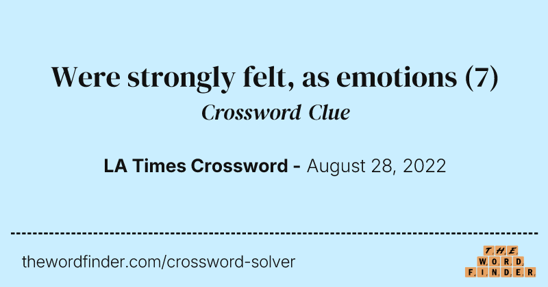 Were strongly felt, as emotions crossword clue image