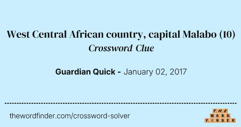 West Central African country, capital Malabo crossword clue image