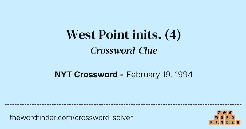 West Point inits. crossword clue image