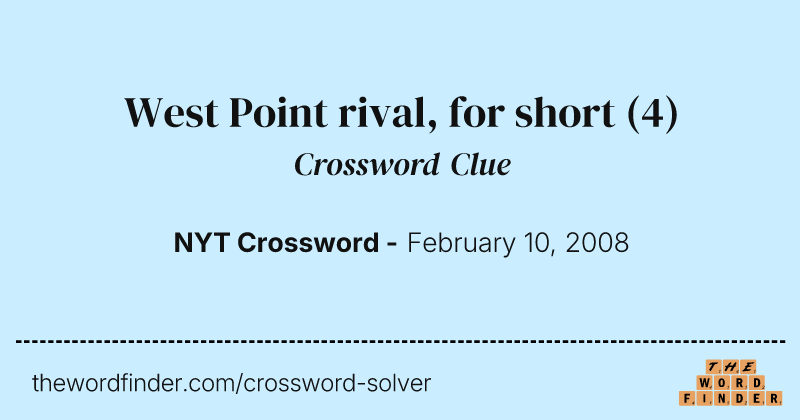 West Point rival, for short crossword clue image