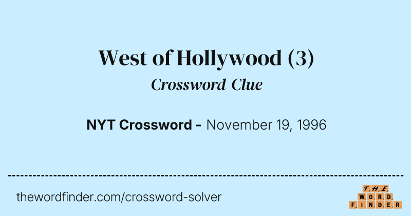 West of Hollywood crossword clue image