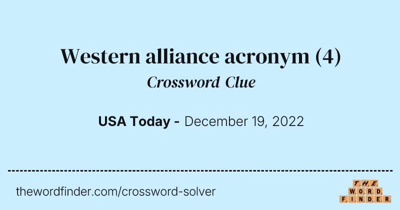 Western alliance acronym crossword clue image