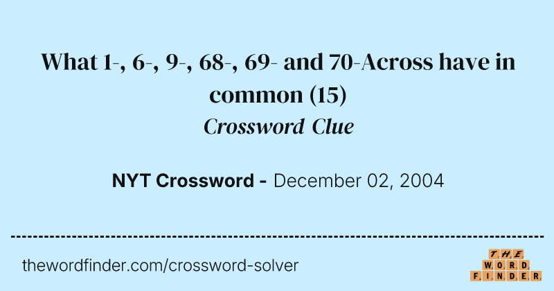 What 1-, 6-, 9-, 68-, 69- and 70-Across have in common crossword clue image