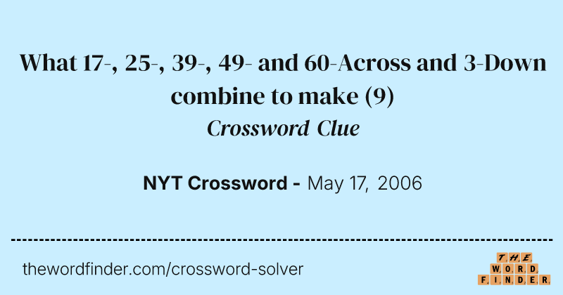 What 17-, 25-, 39-, 49- and 60-Across and 3-Down combine to make crossword clue image