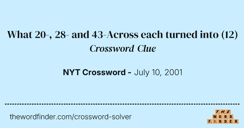 What 20-, 28- and 43-Across each turned into crossword clue image