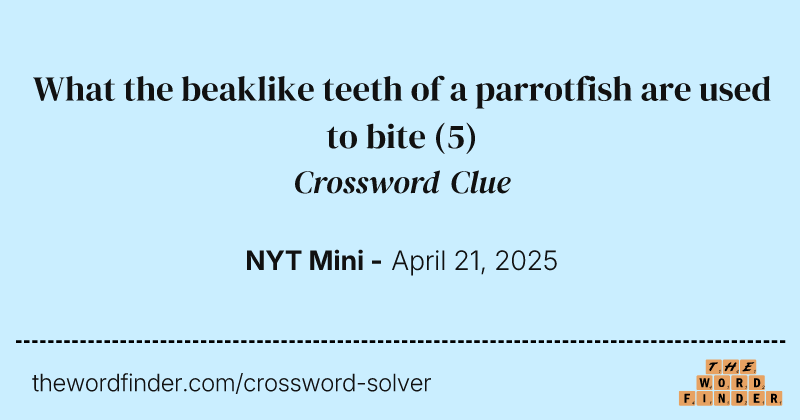 What the beaklike teeth of a parrotfish are used to bite crossword clue image