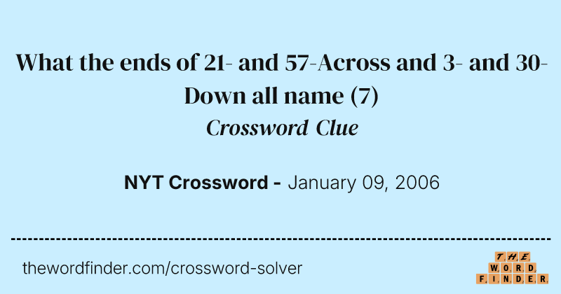 What the ends of 21- and 57-Across and 3- and 30-Down all name crossword clue image