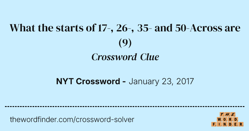 What the starts of 17-, 26-, 35- and 50-Across are crossword clue image