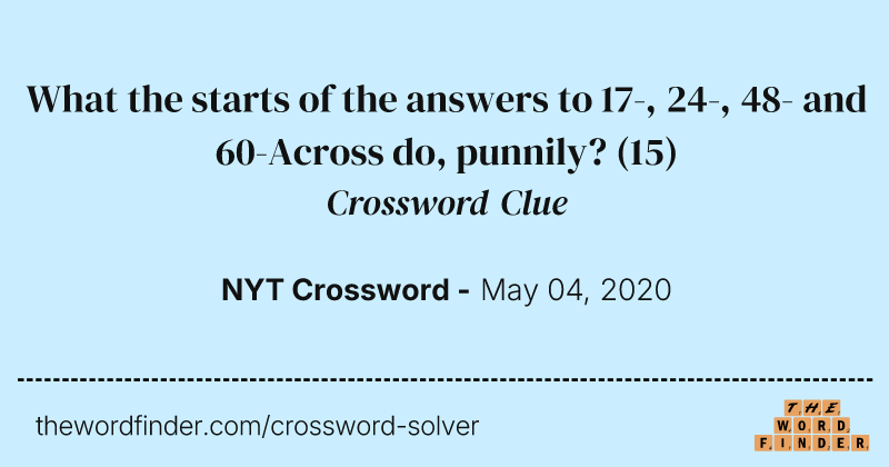 What the starts of the answers to 17-, 24-, 48- and 60-Across do, punnily? crossword clue image