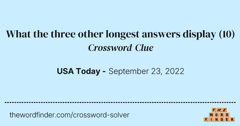 What the three other longest answers display crossword clue image