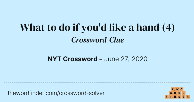 What to do if you'd like a hand crossword clue image