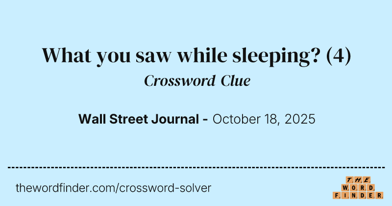 What you saw while sleeping? crossword clue image