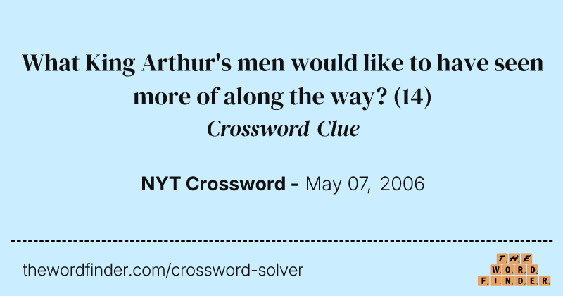 What King Arthur's men would like to have seen more of along the way? crossword clue image