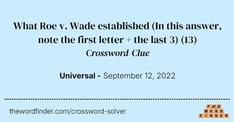 What Roe v. Wade established (In this answer, note the first letter + the last 3) crossword clue image