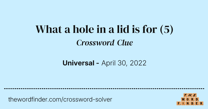 What a hole in a lid is for crossword clue image