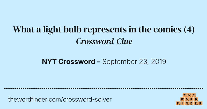 What a light bulb represents in the comics crossword clue image