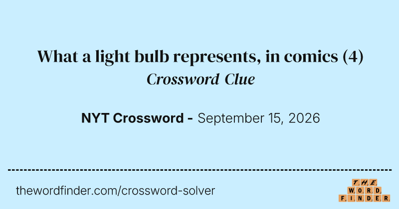 What a light bulb represents, in comics crossword clue image