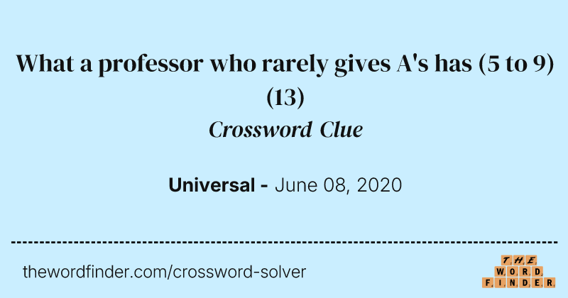 What a professor who rarely gives A's has (5 to 9) crossword clue image