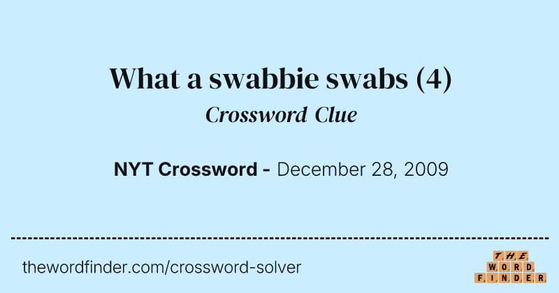 What a swabbie swabs crossword clue image