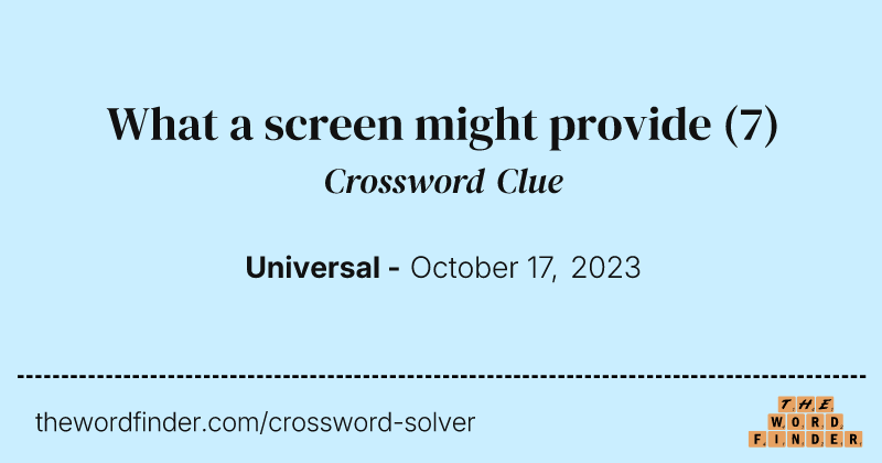 What a screen might provide crossword clue image