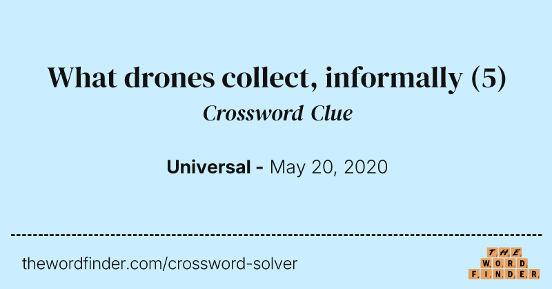 What drones collect, informally crossword clue image