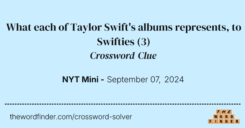 What each of Taylor Swift's albums represents, to Swifties crossword clue image