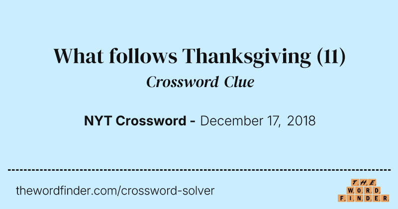 What follows Thanksgiving crossword clue image