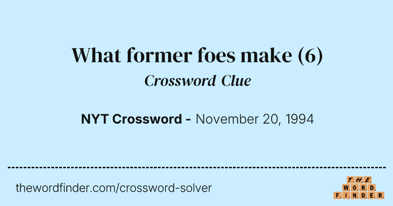 What former foes make crossword clue image