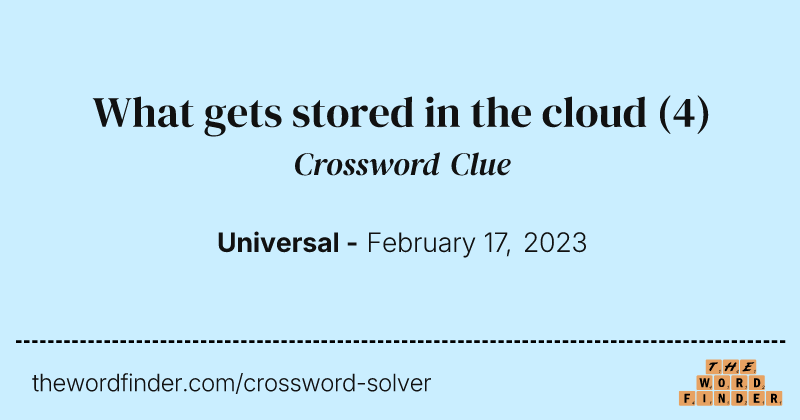 What gets stored in the cloud crossword clue image