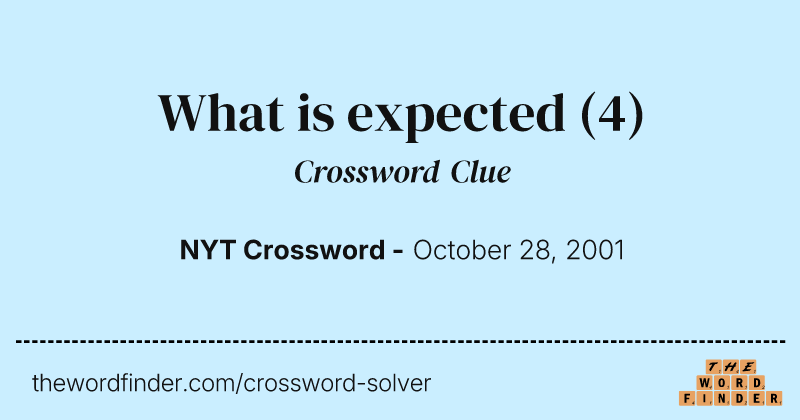 What is expected crossword clue image