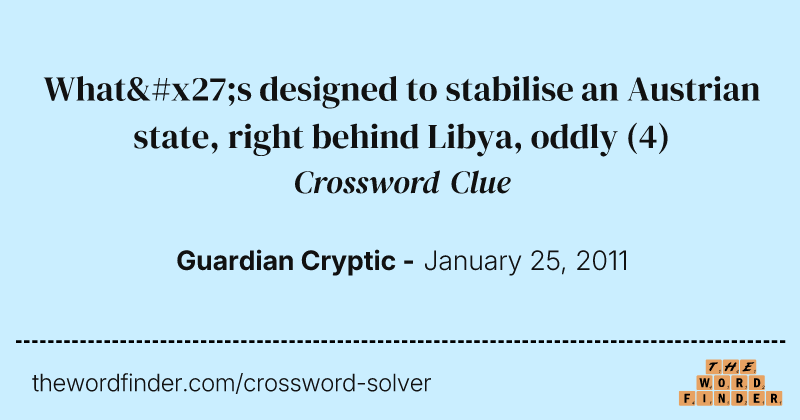What's designed to stabilise an Austrian state, right behind Libya, oddly crossword clue image