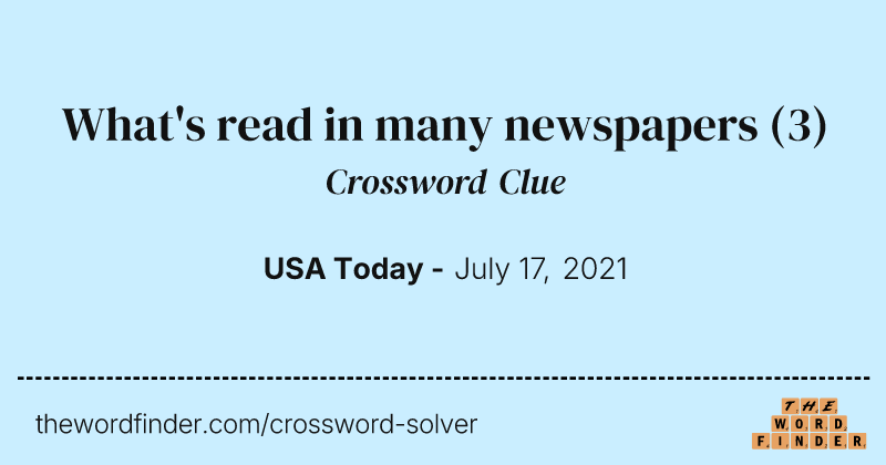 What's read in many newspapers crossword clue image
