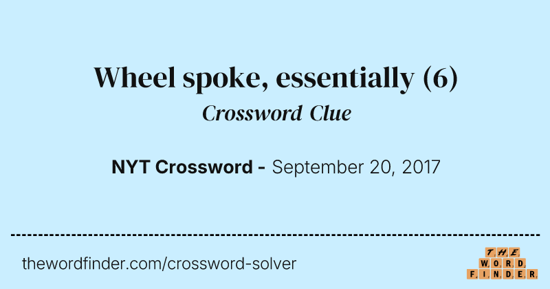 Wheel spoke, essentially crossword clue image