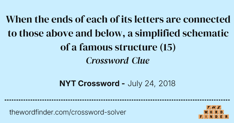 When the ends of each of its letters are connected to those above and below, a simplified schematic of a famous structure crossword clue image