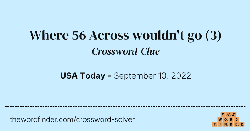 Where 56 Across wouldn't go crossword clue image