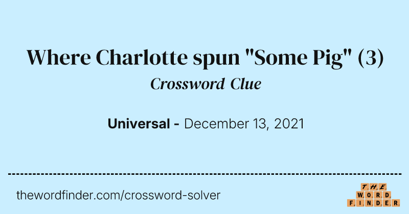 Where Charlotte spun "Some Pig" crossword clue image