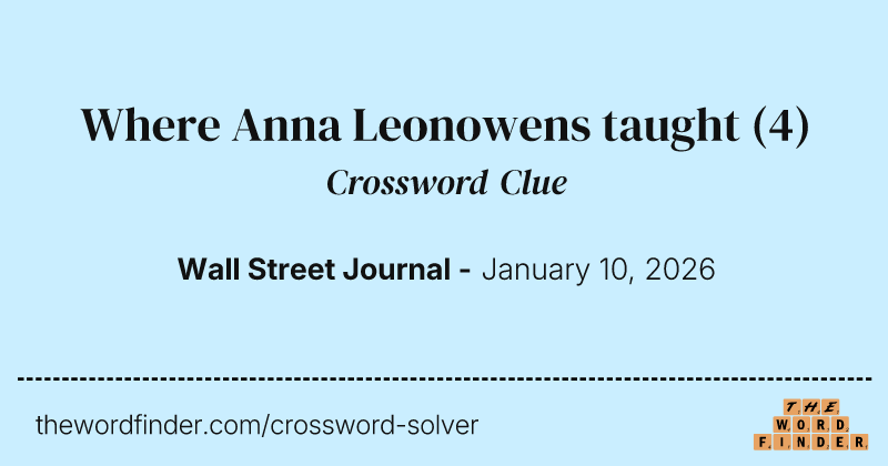 Where Anna Leonowens taught crossword clue image