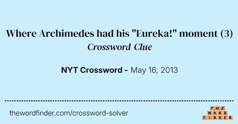 Where Archimedes had his "Eureka!" moment crossword clue image