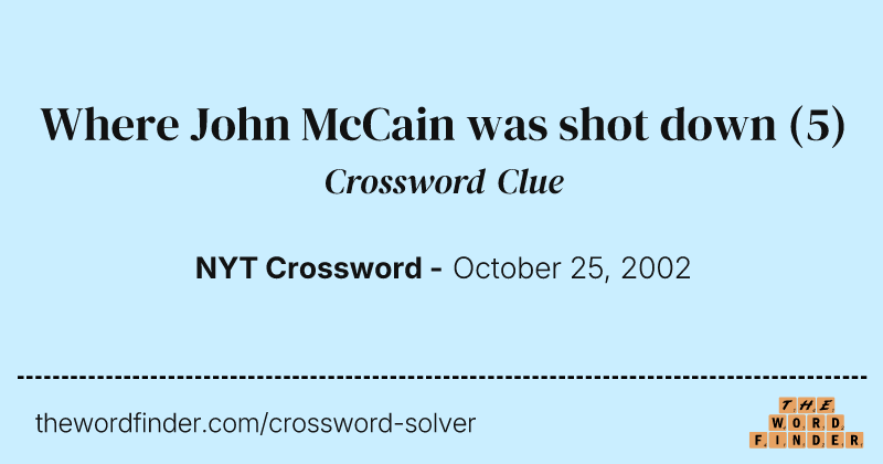 Where John McCain was shot down crossword clue image