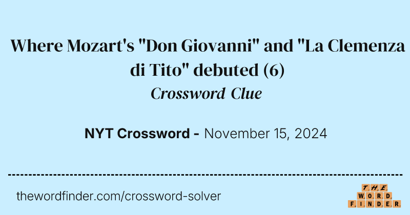 Where Mozart's "Don Giovanni" and "La Clemenza di Tito" debuted crossword clue image