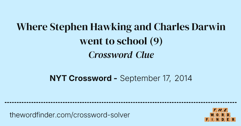 Where Stephen Hawking and Charles Darwin went to school crossword clue image